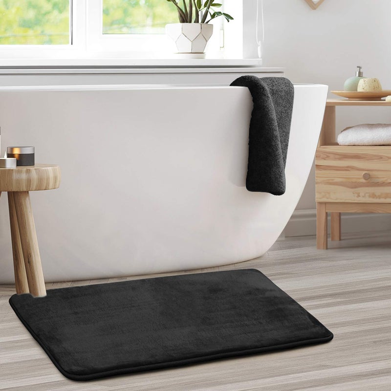 Clara Clark Bathroom Rugs, Ultra Soft Plush Bath Mat for Bathroom, Non-Slip, Velvet Memory Foam Bath Rugs, 20 x 32, Solid Black - Image 2